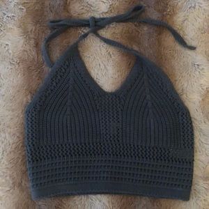 Cropped crochet halter top